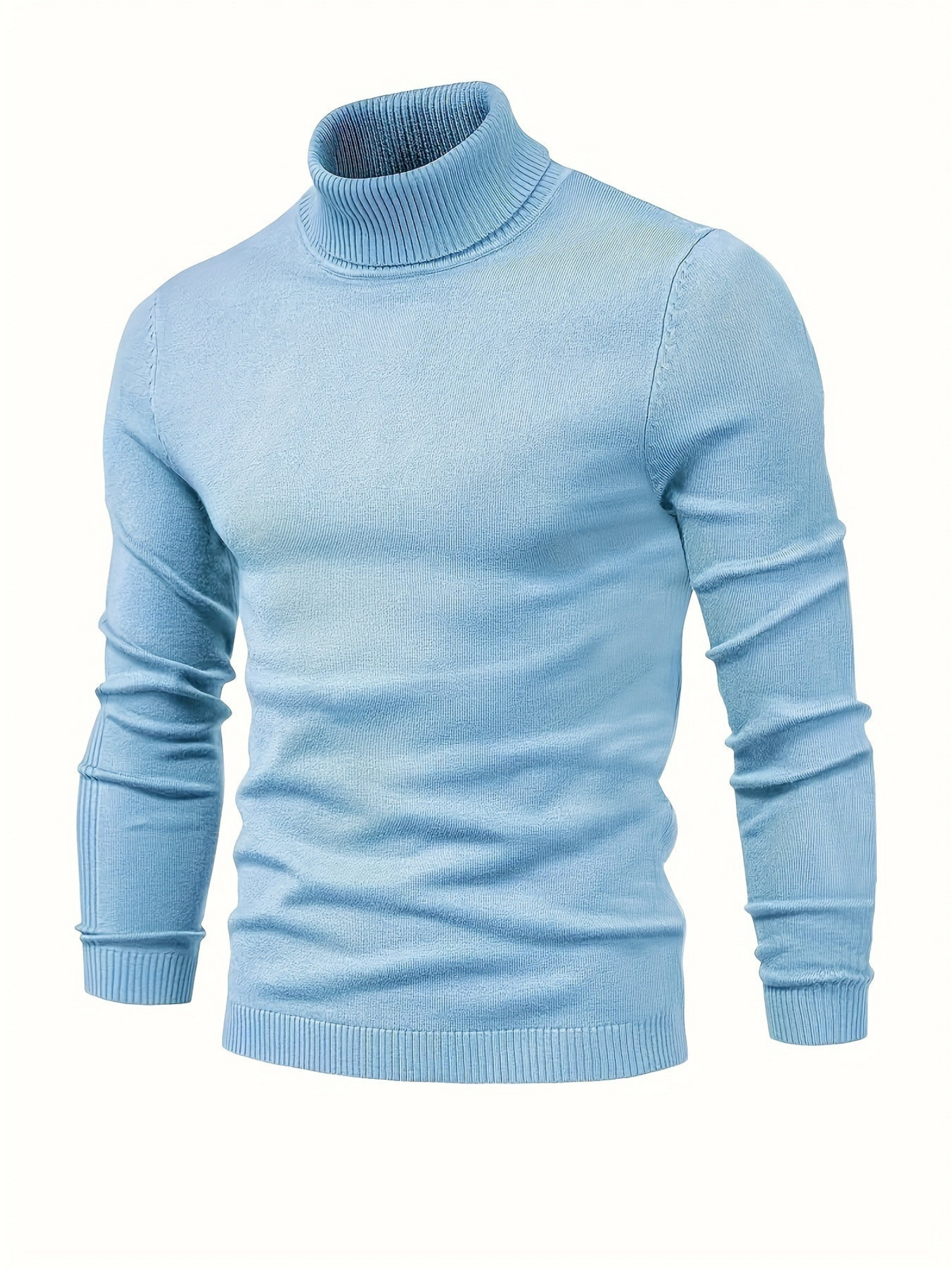 Klassisk ribstrikket rullekravesweater til mænd