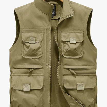 Herren Outdoor Utility-vest med flere lommer, fritidsvest for fiske, fotturer og fotografering