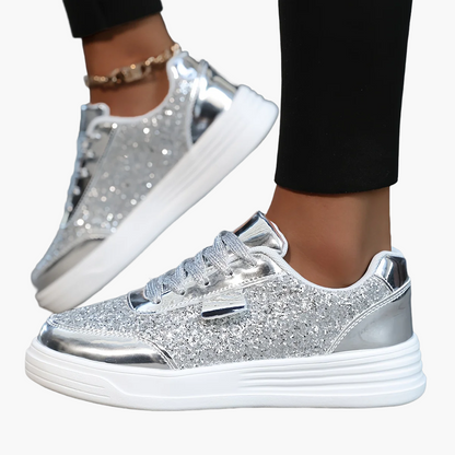 Dame Sneakers med Glimmer Plateau Fritid Trendy Sporty