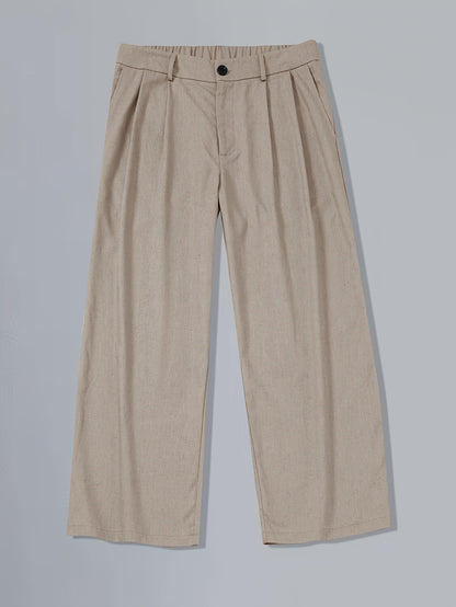 Pantalon plissé à taille large pour homme style vintage – Pantalon élégant pour affaires et loisirs
