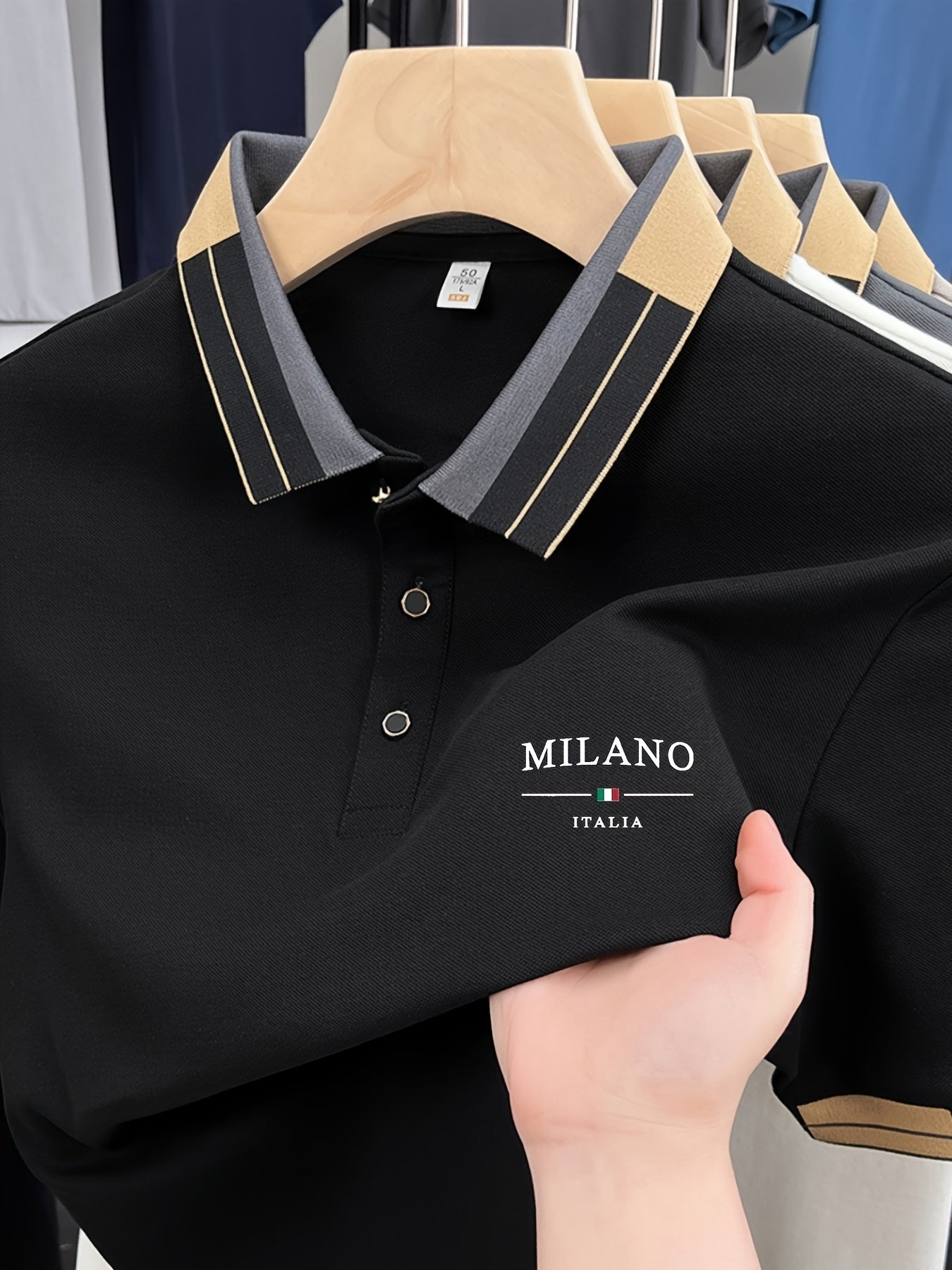 Herre Polo Milano Italia – Stilfull fritidsskjorte med moderne kragedesign