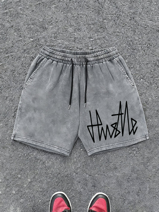 Herren Streetwear Shorts mit "Hustle" Print – Lässige Jogging-Shorts für Alltag und Freizeit