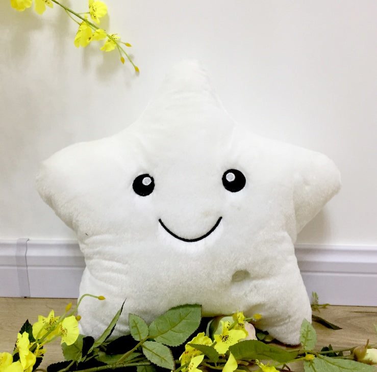 Kinder ster nachtlamp pluche kussen – lichtgevend knuffelkussen met gezicht, cadeau-idee