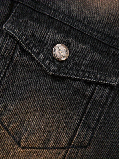 Jeansweste Herren Schwarz Used-Look Ärmellos