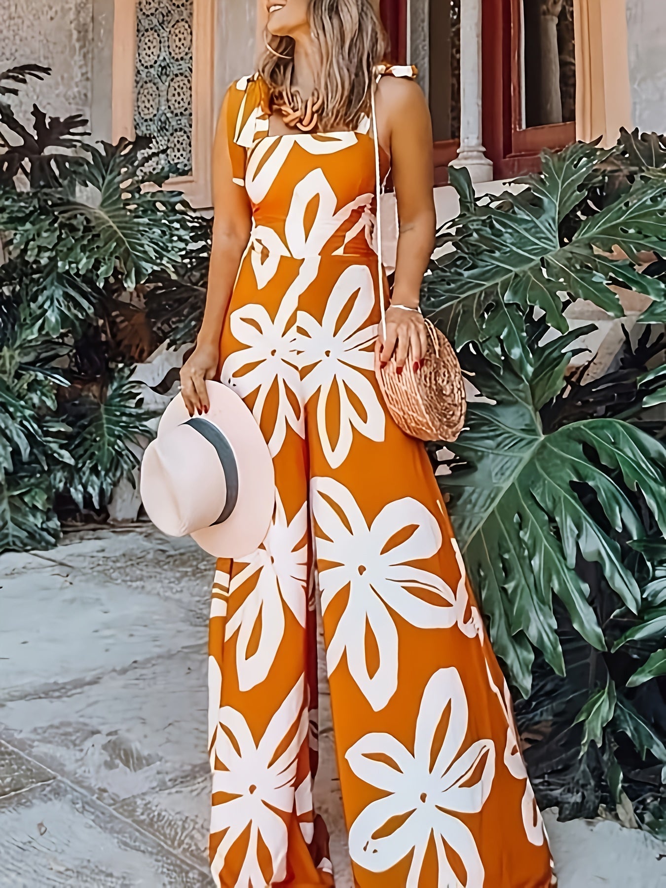 Damen Sommer Maxikleid Elegant mit Blumenmuster und Trägern – Perfekt für Urlaub, Strand und Freizeit