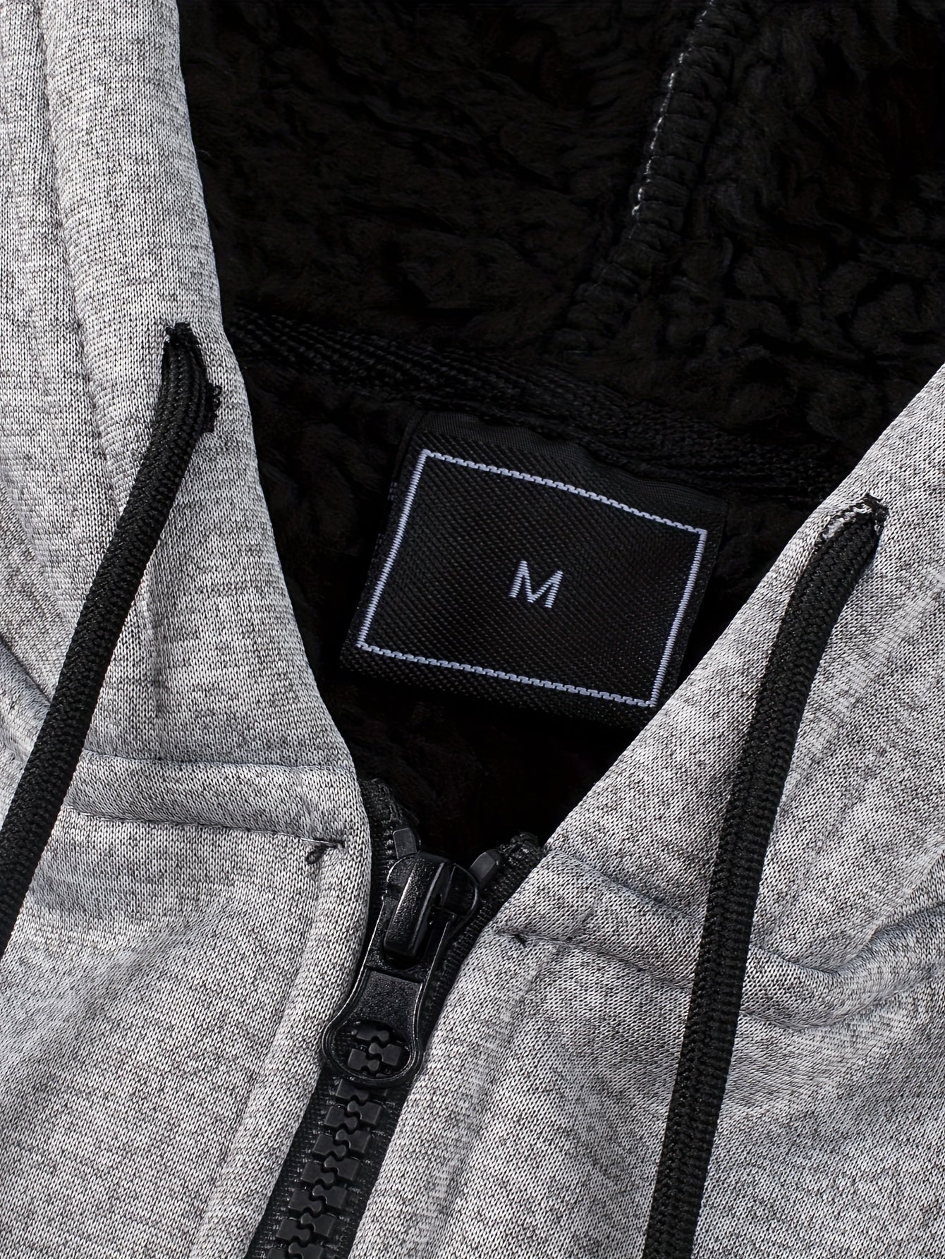 Herren Kapuzenjacke mit Reißverschluss und Teddyfutter Grau