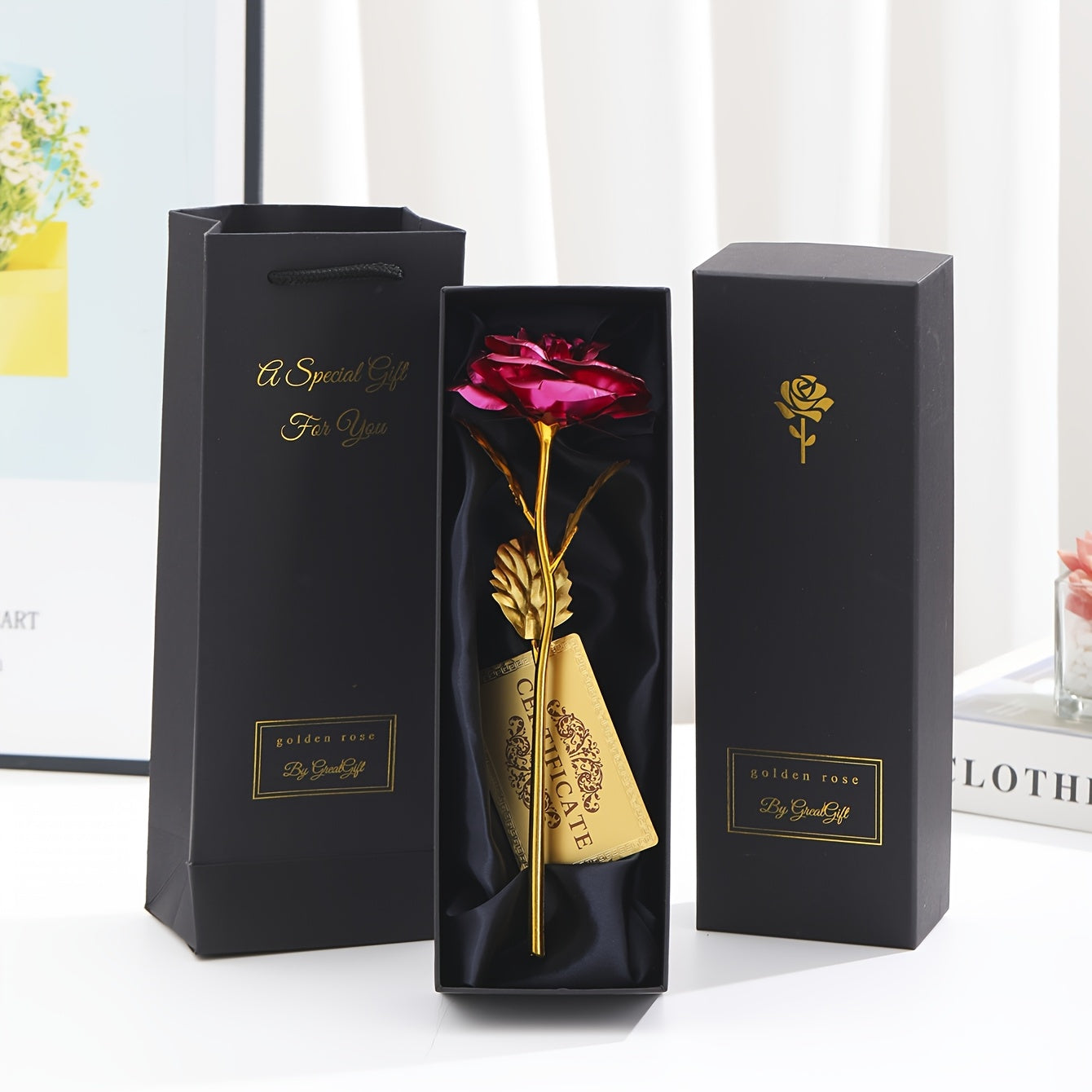 Luxuriöses Geschenk Deko-Rose mit Geschenkbox – Zeitlose Blume für Damen – Perfekt als Liebesbeweis oder Dekoration
