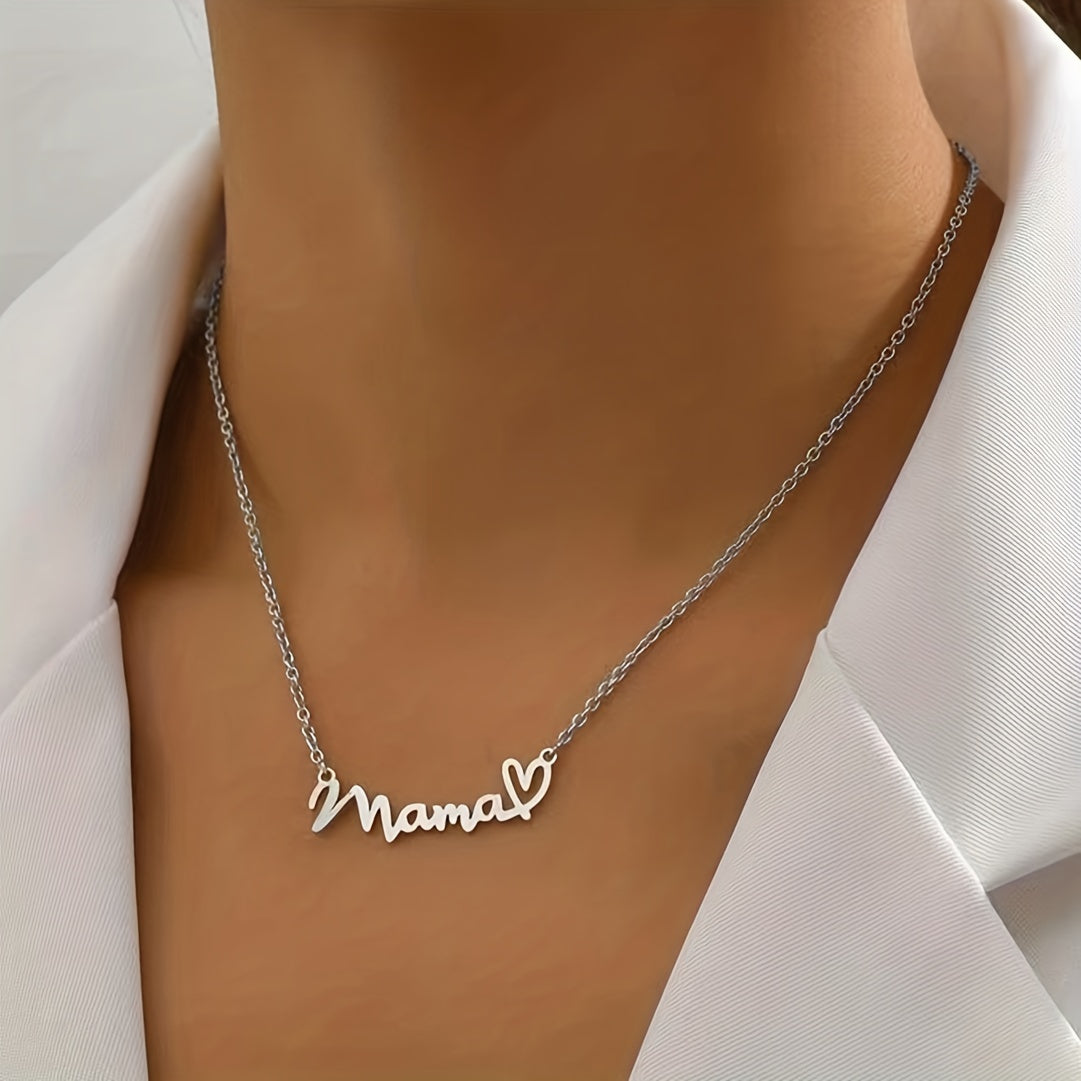 Damhalsband Mama-ord med hjärthänge – Elegant present till mammor, vardag och speciella tillfällen