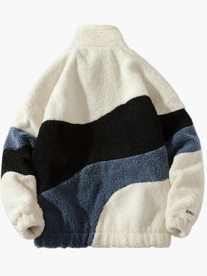 Herre preppy stil softshelljakke med farveblok-design og ståkrave – Fritidsjakke med lynlås