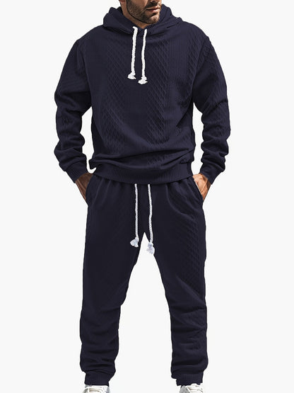 Fritidssæt til herrer med hættetrøje og joggingbukser med diamantmønster