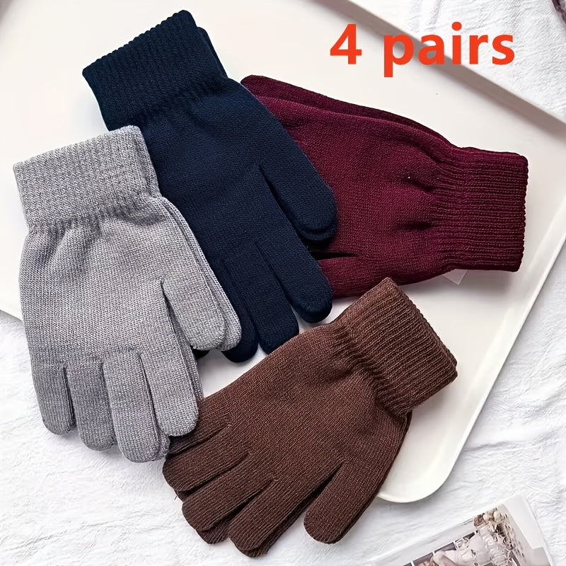 Unisex-strikhandsker med 5-fingerdesign i grå, blå, bordeaux, sort og brun