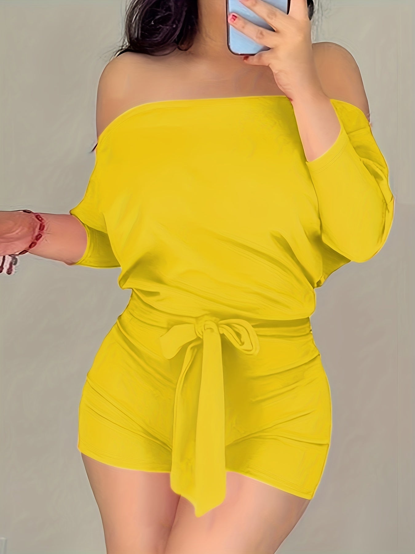 Dame Off-Shoulder Jumpsuit Kortærmet – Moderne Sommerdragt til Fritid og Ferie