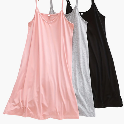 Damen Nachthemd Set – Elegantes Spaghettiträger Kleid für Frühling und Sommer, 3er Pack