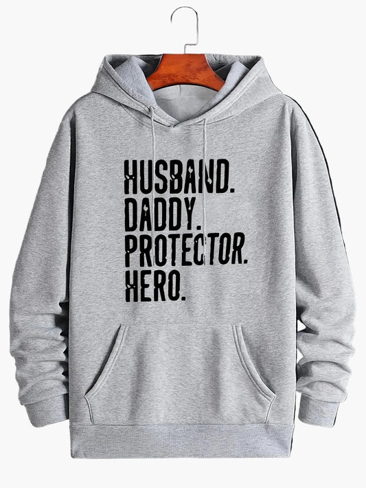 Sudadera para hombre con estampado llamativo – Esposo Papá Protector Héroe – Estilo casual para el día a día y el tiempo libre