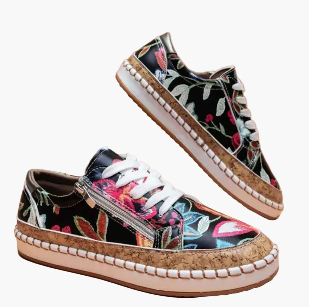 Sneaker da donna con motivo floreale – Scarpe alla moda per tempo libero, quotidiano e passeggiate