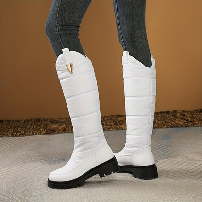 Botas de invierno para mujer, hasta la rodilla, acolchadas, negras y resistentes