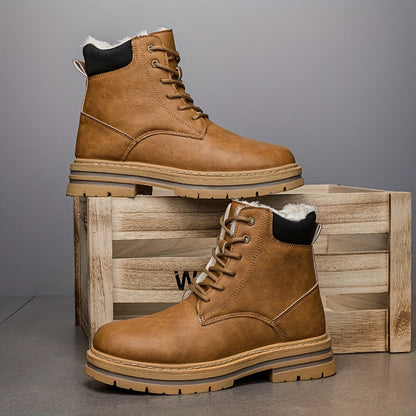 Herren Winterstiefel gefüttert Schnürstiefelette flache Sohle