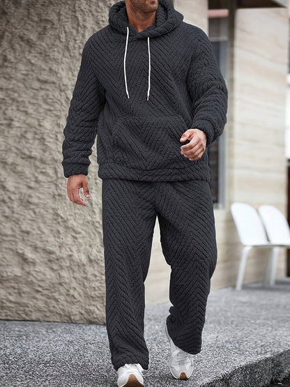 Heren zachte hoodie- en joggingbroekset, comfortabele tweedelige set
