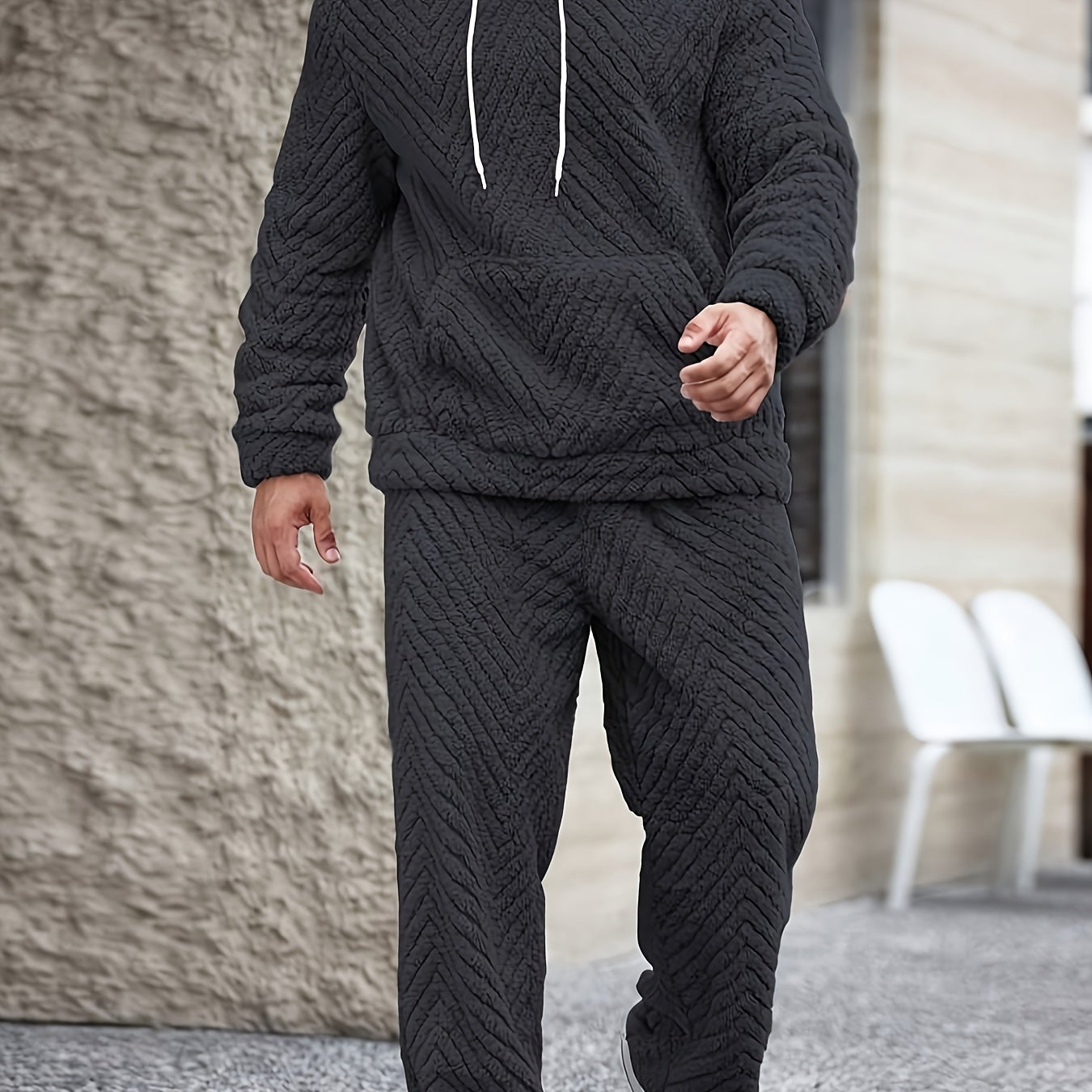 Heren zachte hoodie- en joggingbroekset, comfortabele tweedelige set