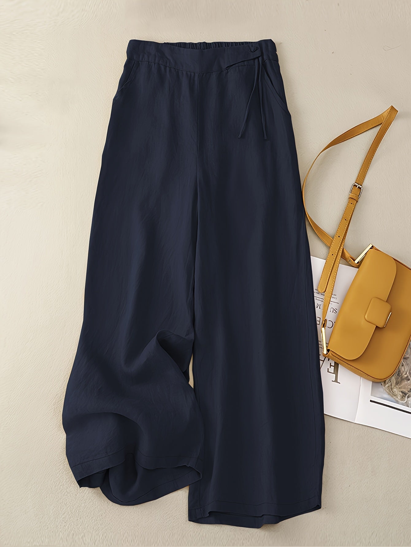 Pantaloni da tempo libero donna a gamba larga con vita alta e coulisse – Look estivo elegante per tutti i giorni e l’ufficio