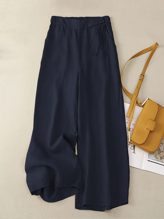 Dames wijde vrijetijdsbloes met hoge taille en trekkoord – Elegante zomerse look voor dagelijks gebruik en kantoor