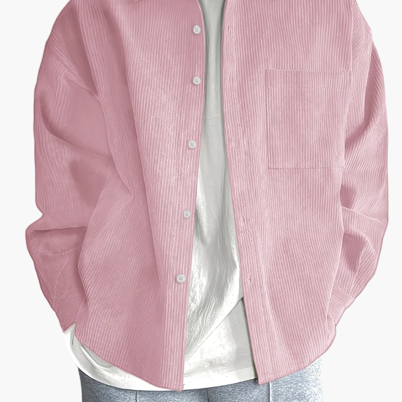 Chaqueta camisa casual oversize para hombre con botonadura – Look moderno de ocio