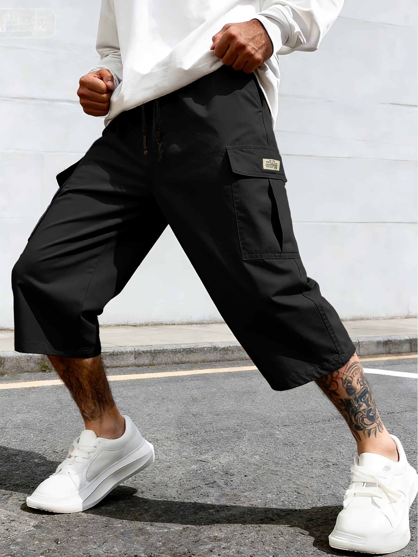 Shorts cargo homme style streetwear, longueur genou, pantalon de loisirs confortable avec poches