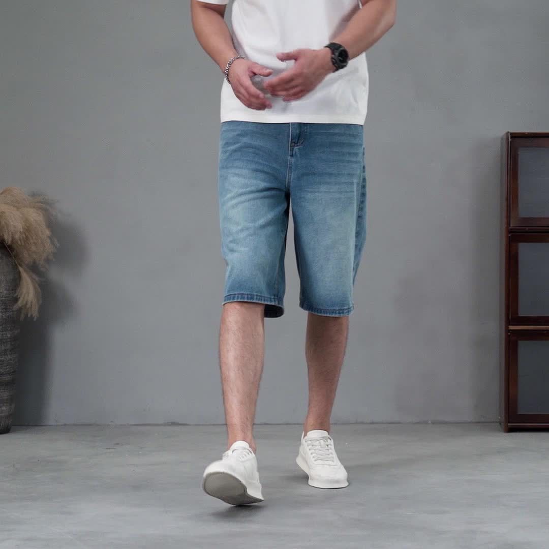 Bermuda jeans homme coupe ample – style urbain décontracté pour le quotidien et les loisirs