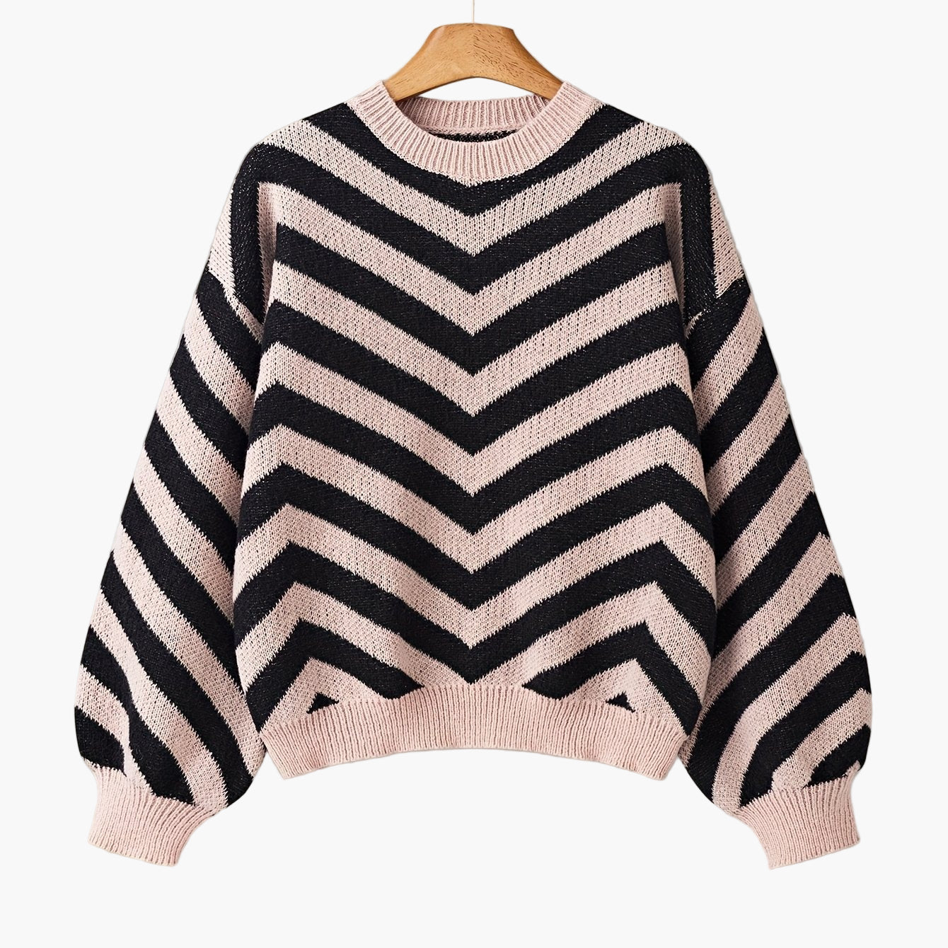 Damen Strickpullover mit Zickzack-Muster für Herbst und Winter – Eleganter Freizeit-Sweater