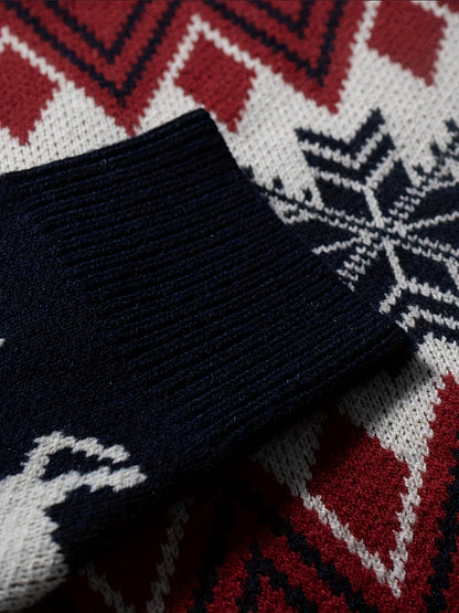 Maglione natalizio da uomo con motivo renna e fiocchi di neve, stile casual invernale
