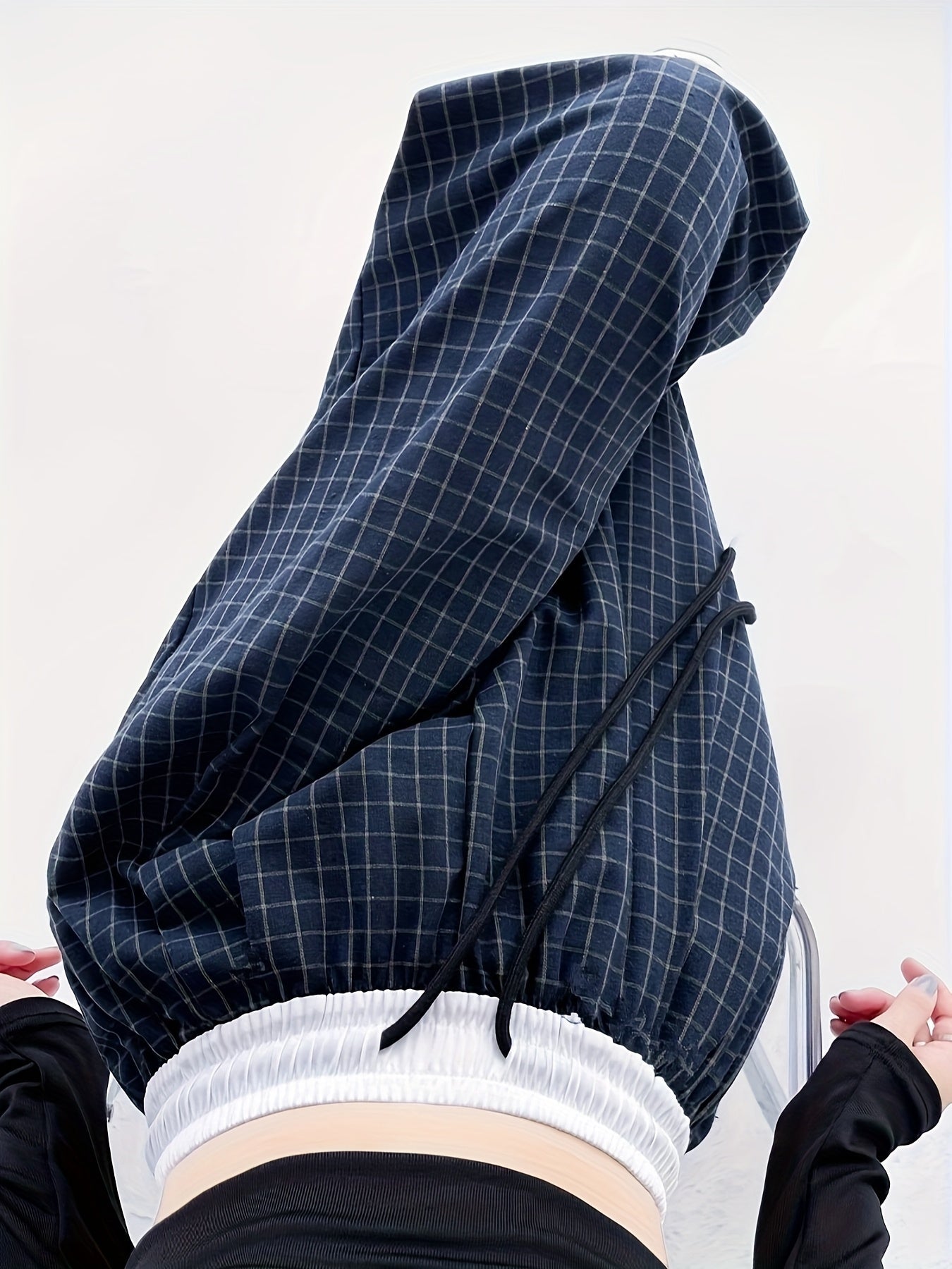 Pantalon large à carreaux pour femme, style décontracté urbain, idéal pour les tenues de week-end