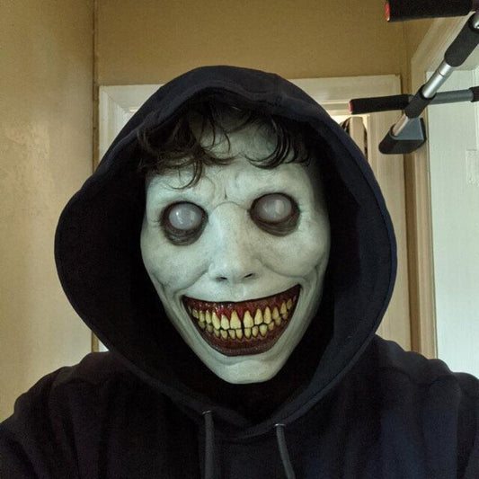 Halloween Latexmask Dämon med vita ögon – Skrämmande unisex kostymmask för fester & dekoration