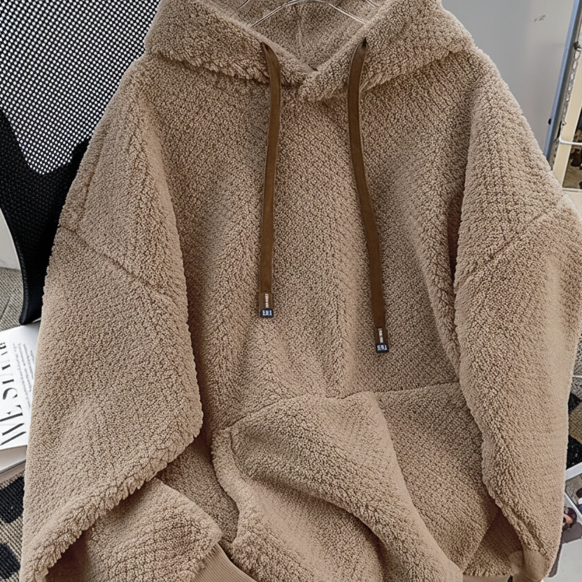 Unisex Teddy-Fleece Kapuzenpullover – Kuscheliger Hoodie mit Kängurutasche und Kordelzug