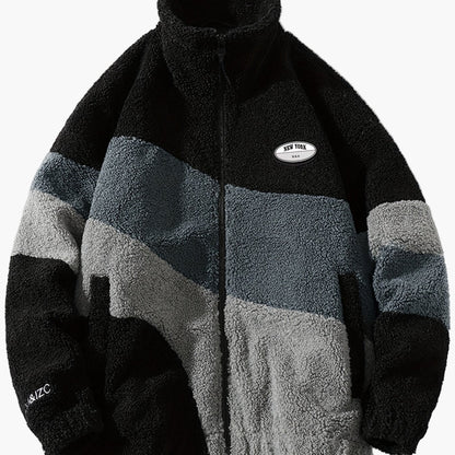 Herre preppy stil softshelljakke med farveblok-design og ståkrave – Fritidsjakke med lynlås