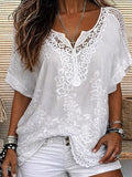 Blouse voor dames met V-hals en korte mouwen