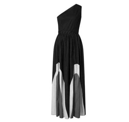 Rachael – Robe longue sans bretelles aux couleurs contrastées