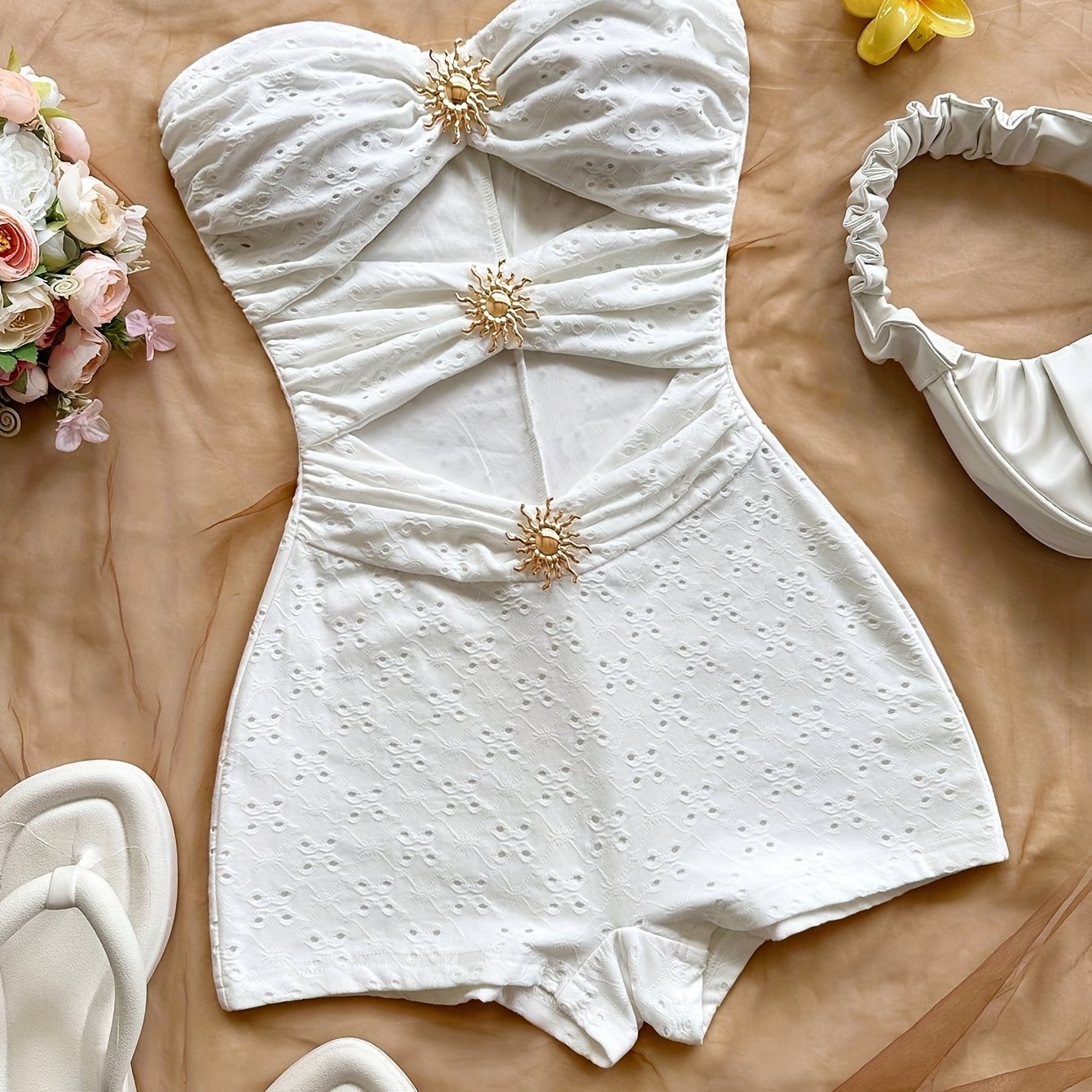 Dame badedragt retro bandeau étstykke med leopardmønster – sexet vintage stil til strand og pool