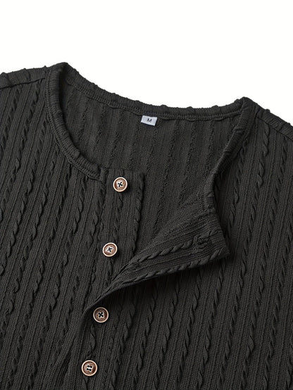 Heren Korte Mouw Henley T-shirt – Modieus Vrijetijdsshirt voor Zomer en Dagelijks Gebruik