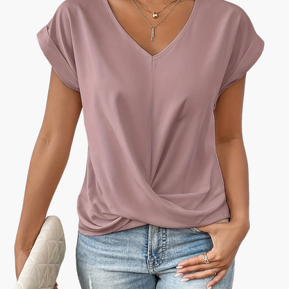 Blusa elegante de mujer con escote en V y diseño cruzado para el día a día y la oficina