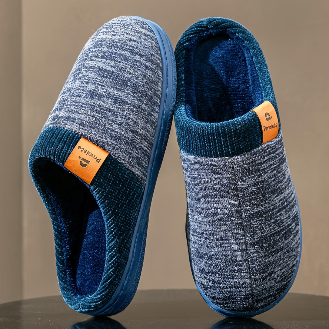 Unisex gebreide pantoffels met zachte voering – comfortabele huisschoenen voor thuis in blauw, zwart en grijs