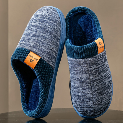 Unisex gebreide pantoffels met zachte voering – comfortabele huisschoenen voor thuis in blauw, zwart en grijs