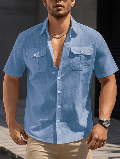 Herren Freizeit Hemd Kurzarm mit Brusttaschen – Perfekt für Sommer und Alltag