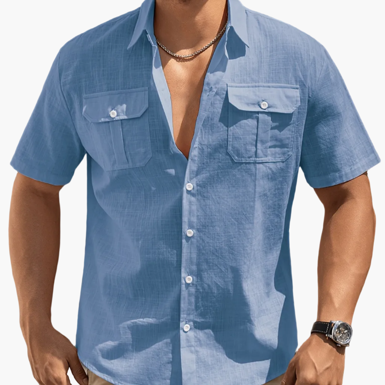 Herren Freizeit Hemd Kurzarm mit Brusttaschen – Perfekt für Sommer und Alltag