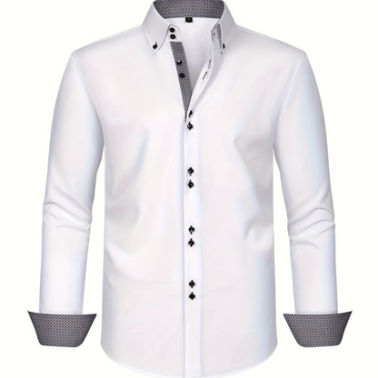 Męska koszula biznesowa casual z długim rękawem nowoczesny elegancki design