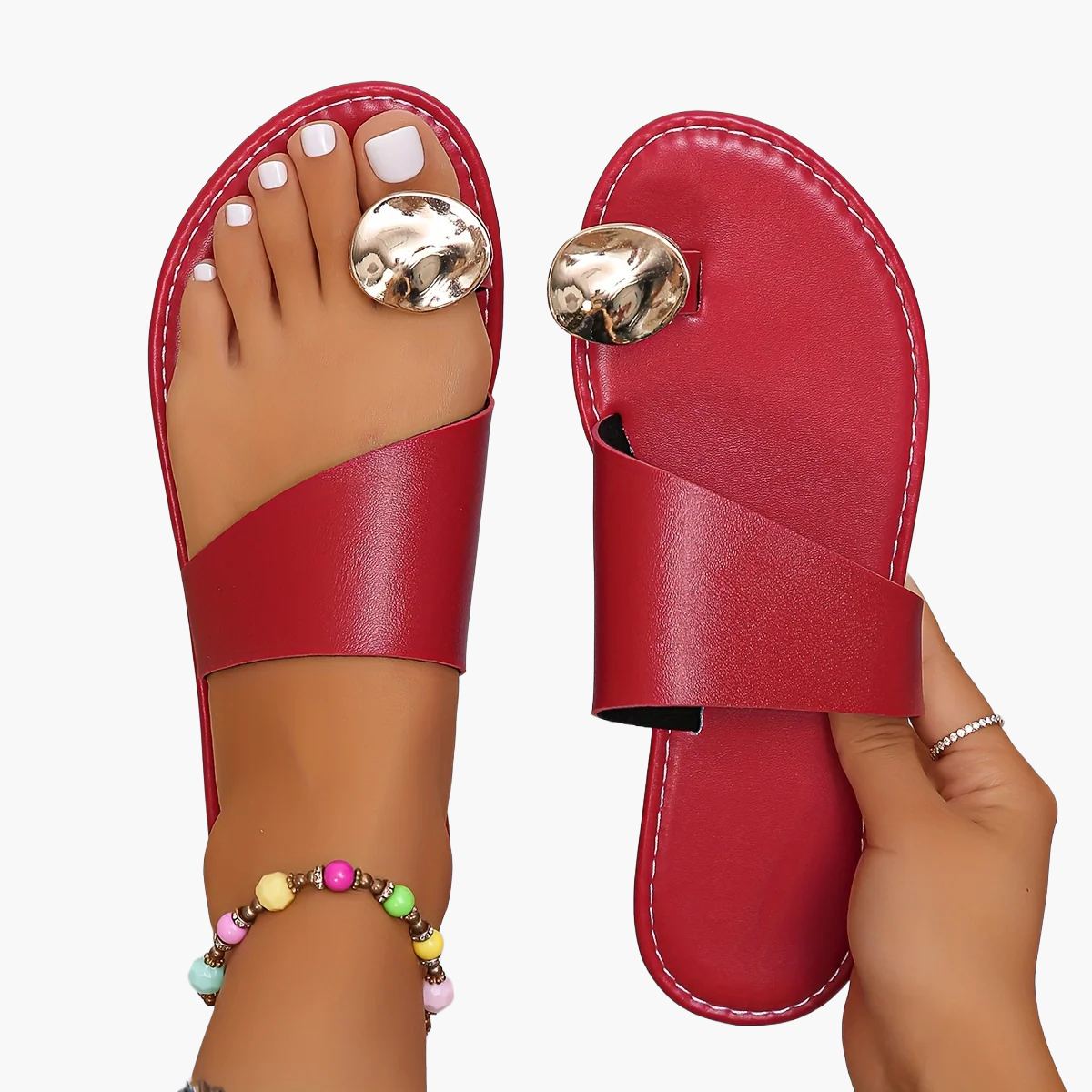 Dame Trendy Slip-On Sandaler med Tådetalje til Sommer & Fritid