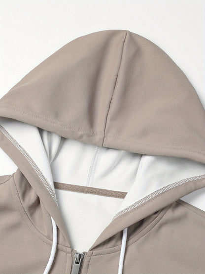 Chaqueta unisex con capucha y cremallera, multicolor, con cordón ajustable y bolsillos