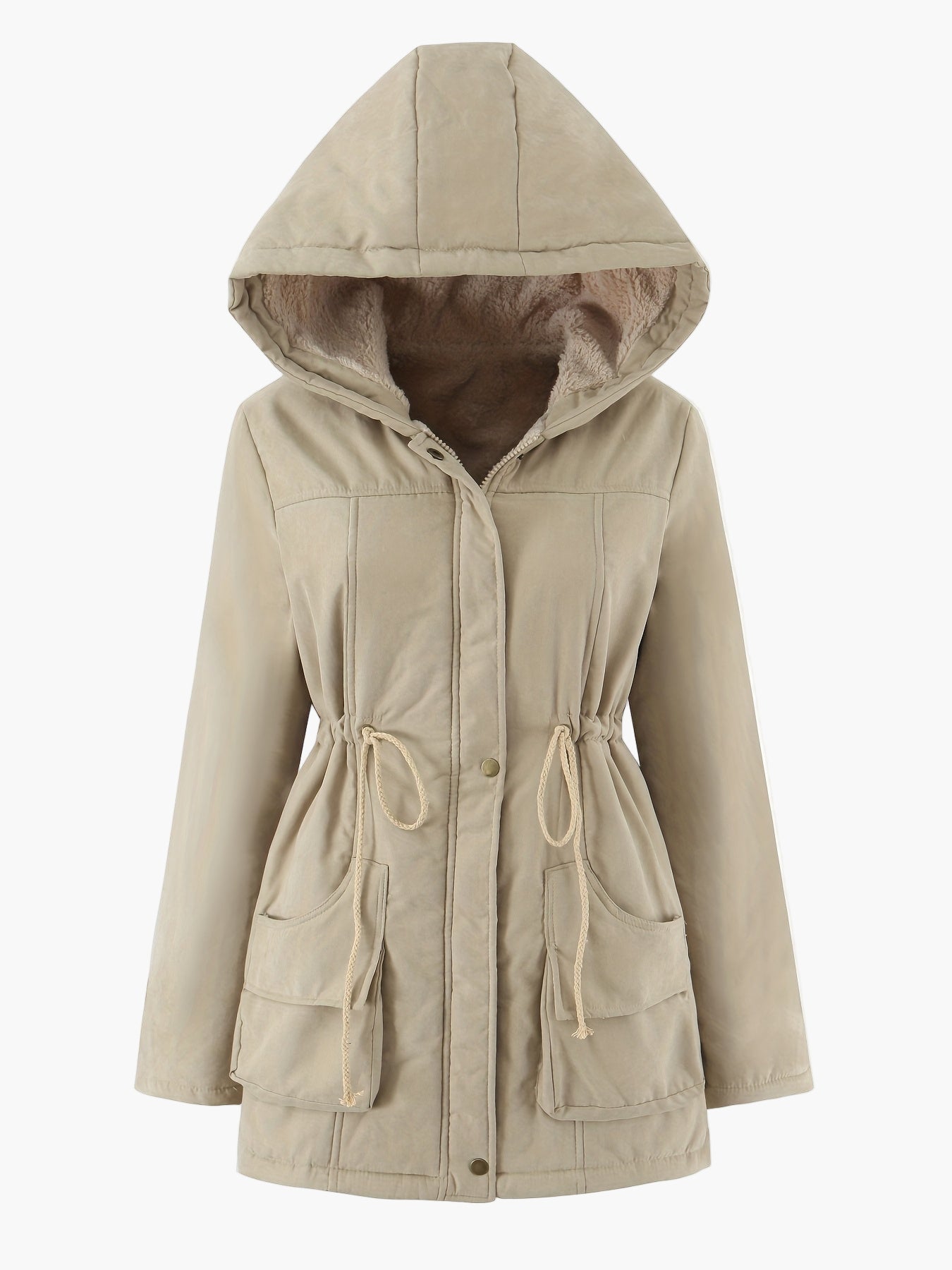 Damen Winterparka mit Kapuze und Kordelzug – Freizeitjacke für kalte Tage