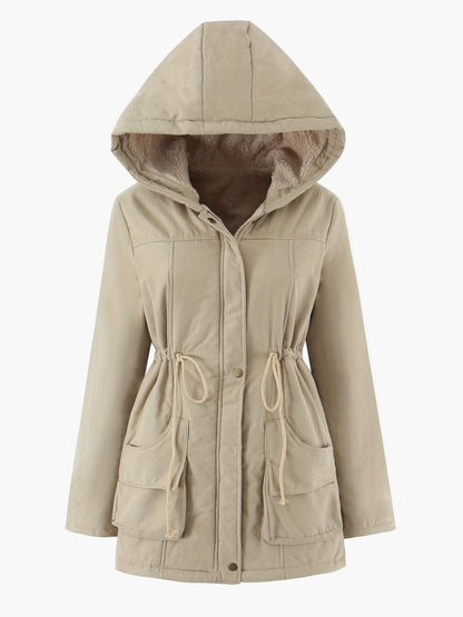 Damen Winterparka mit Kapuze und Kordelzug – Freizeitjacke für kalte Tage