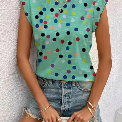 Top sin mangas de lunares para mujer en estilo casual moderno