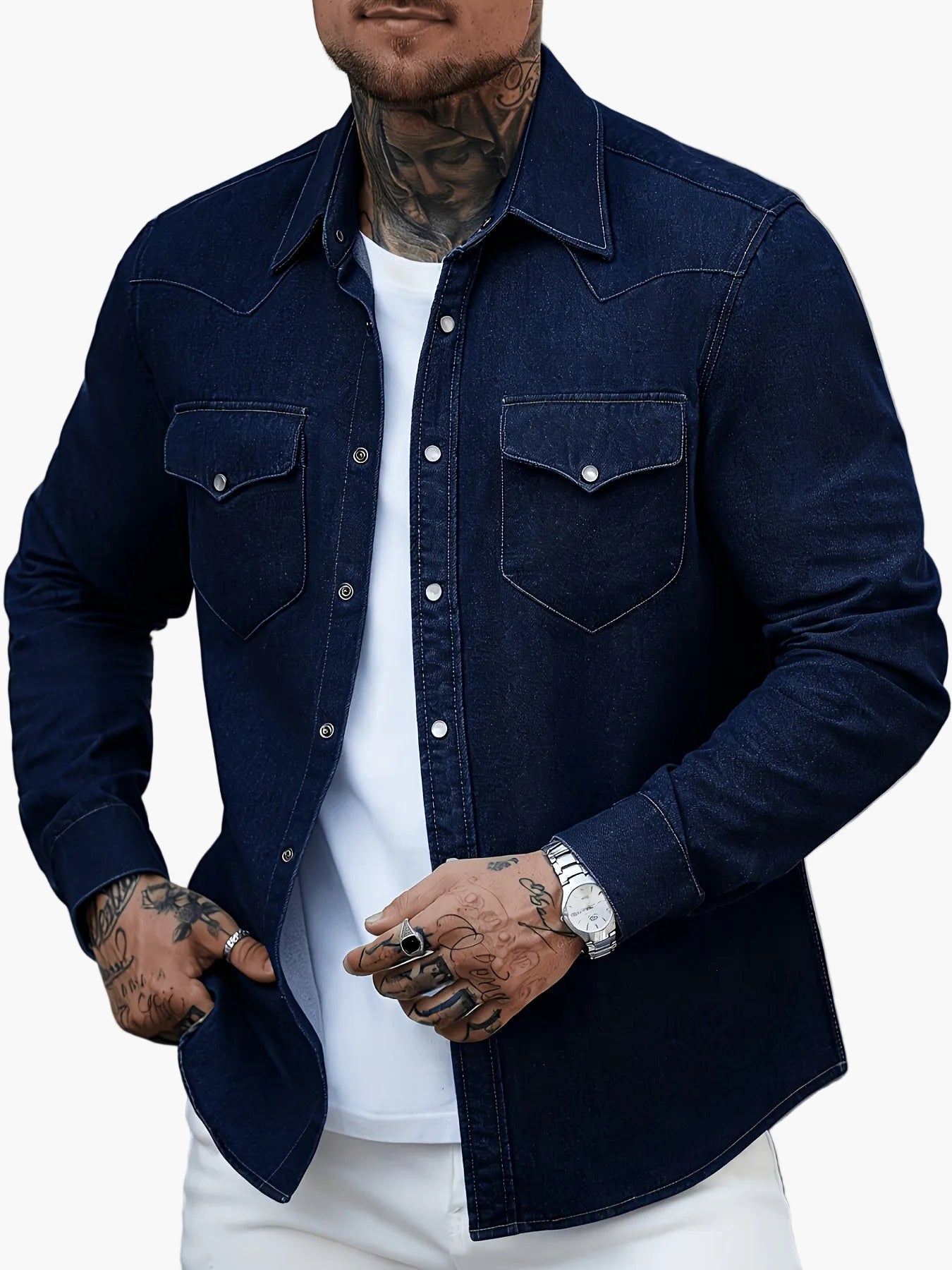 Herren Jeanshemd im Western-Stil – Lässiger Alltagslook, Perfekt für Freizeit und Streetwear